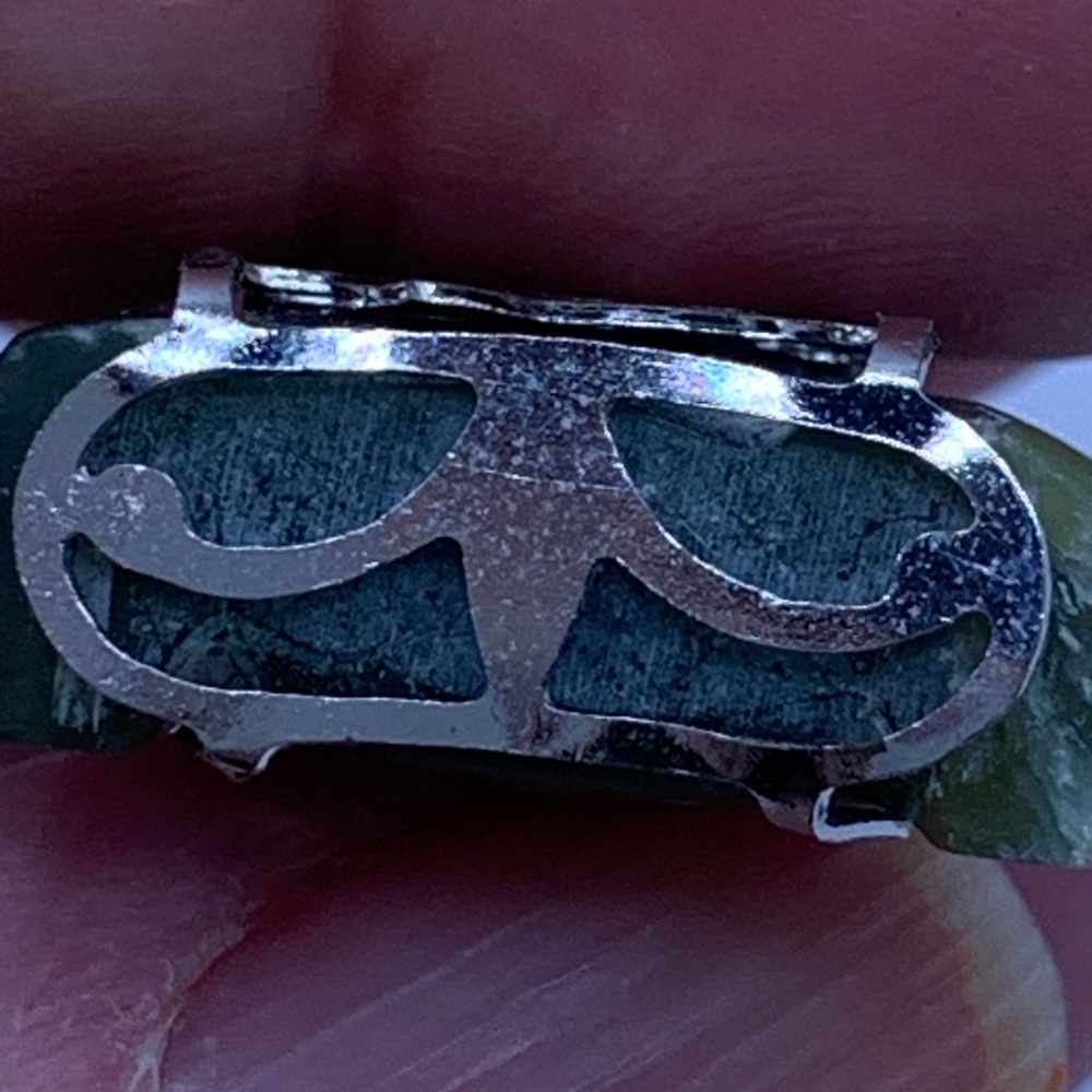 Vintage Silver Framed Solid Jade Hand-Carved Sitt… - image 5